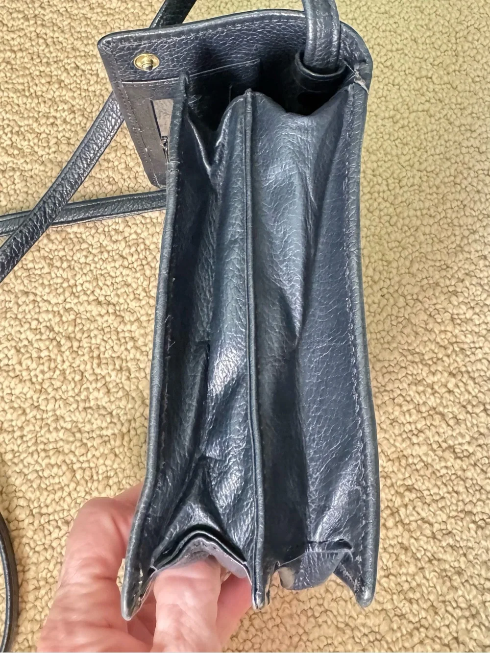 Tusk adjustable Navy Blue Leather Crossbody Bag